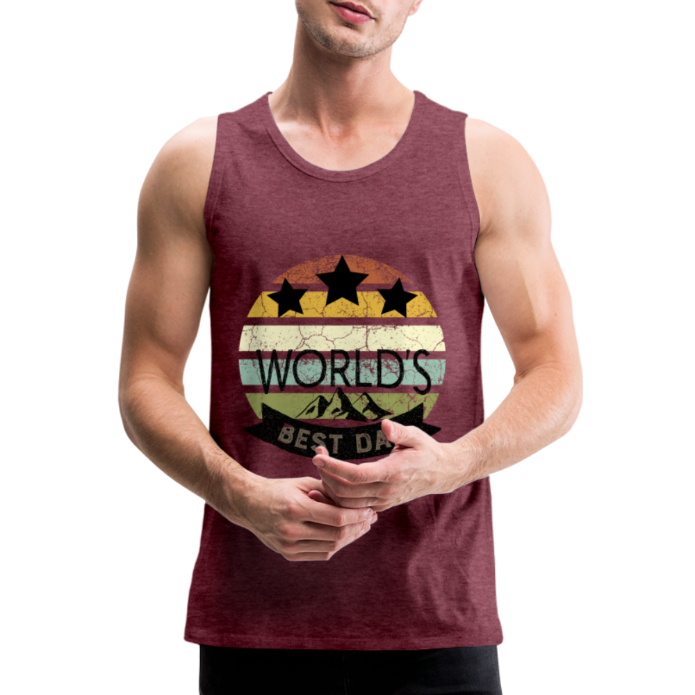 Männer Premium Tank Top - Best Dad - Bordeauxrot meliert