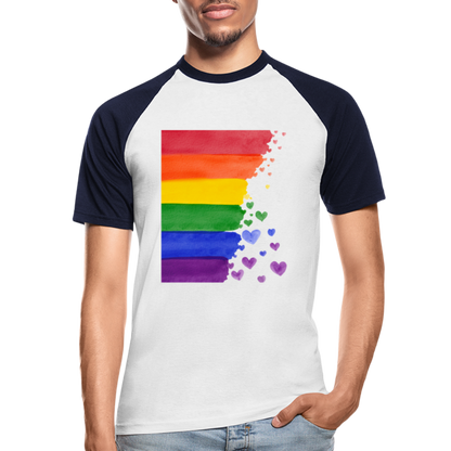 Männer Baseball-T-Shirt - LGBT Streifen - Weiß/Navy