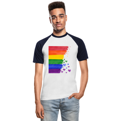 Männer Baseball-T-Shirt - LGBT Streifen - Weiß/Navy