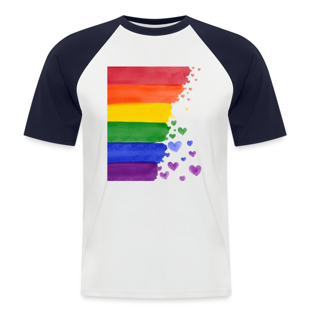 Männer Baseball-T-Shirt - LGBT Streifen - Weiß/Navy