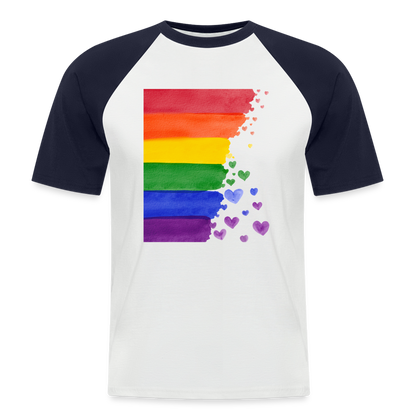 Männer Baseball-T-Shirt - LGBT Streifen - Weiß/Navy