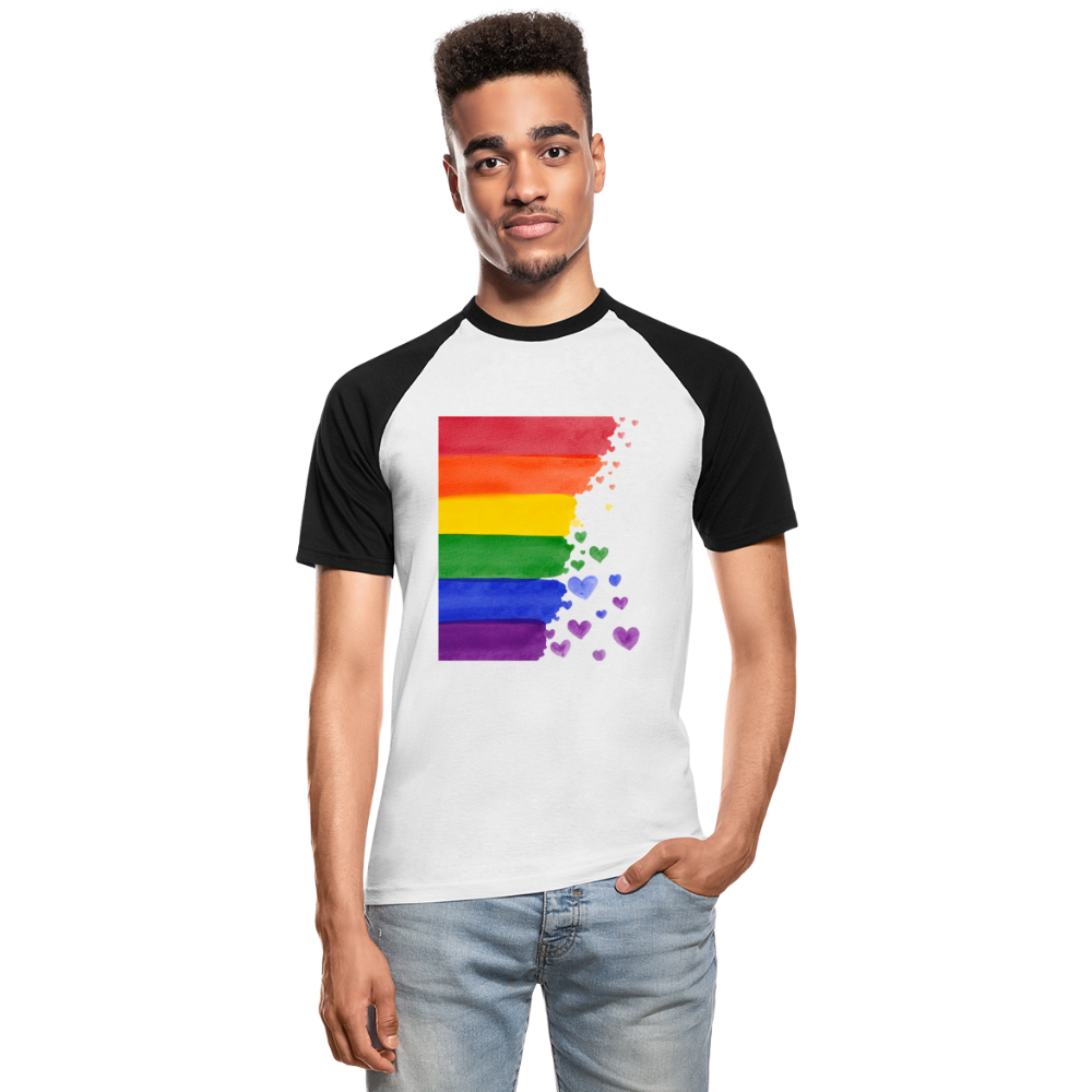 Männer Baseball-T-Shirt - LGBT Streifen - Weiß/Schwarz