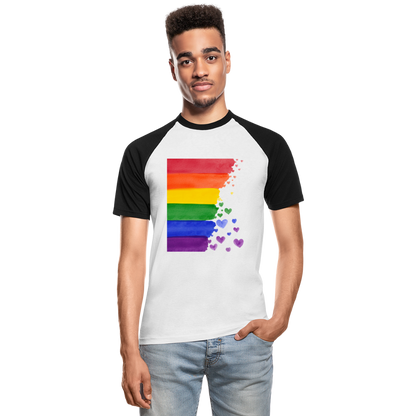 Männer Baseball-T-Shirt - LGBT Streifen - Weiß/Schwarz