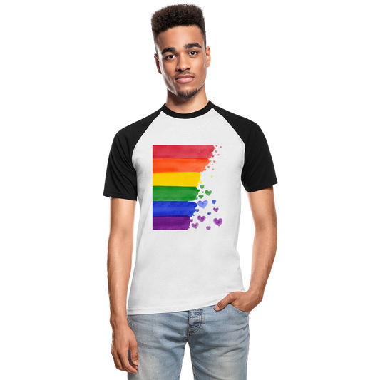 Männer Baseball-T-Shirt - LGBT Streifen - Weiß/Schwarz