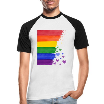 Männer Baseball-T-Shirt - LGBT Streifen - Weiß/Schwarz