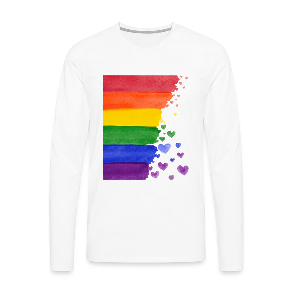 Männer Premium Langarmshirt - LGBT Streifen - weiß