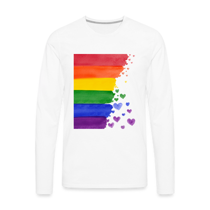 Männer Premium Langarmshirt - LGBT Streifen - weiß