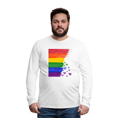 Männer Premium Langarmshirt - LGBT Streifen - weiß