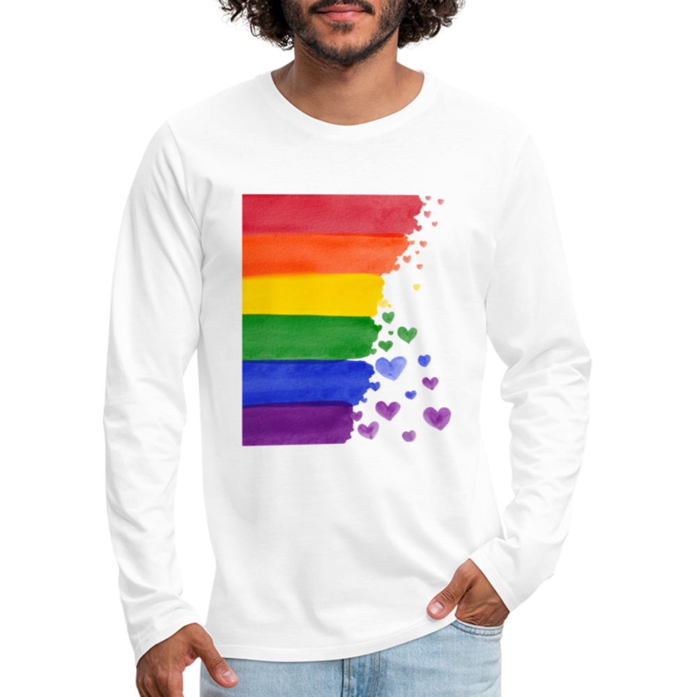 Männer Premium Langarmshirt - LGBT Streifen - weiß