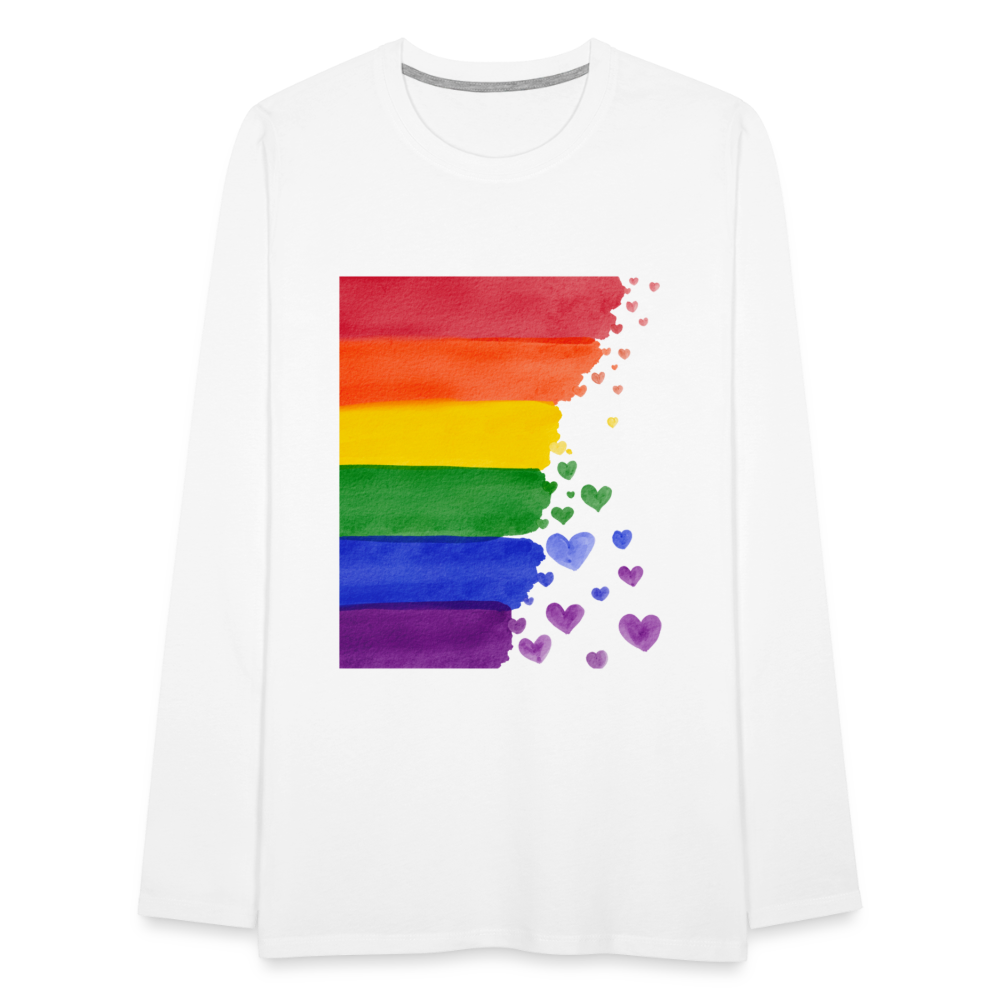 Männer Premium Langarmshirt - LGBT Streifen - weiß