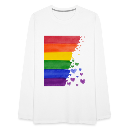 Männer Premium Langarmshirt - LGBT Streifen - weiß