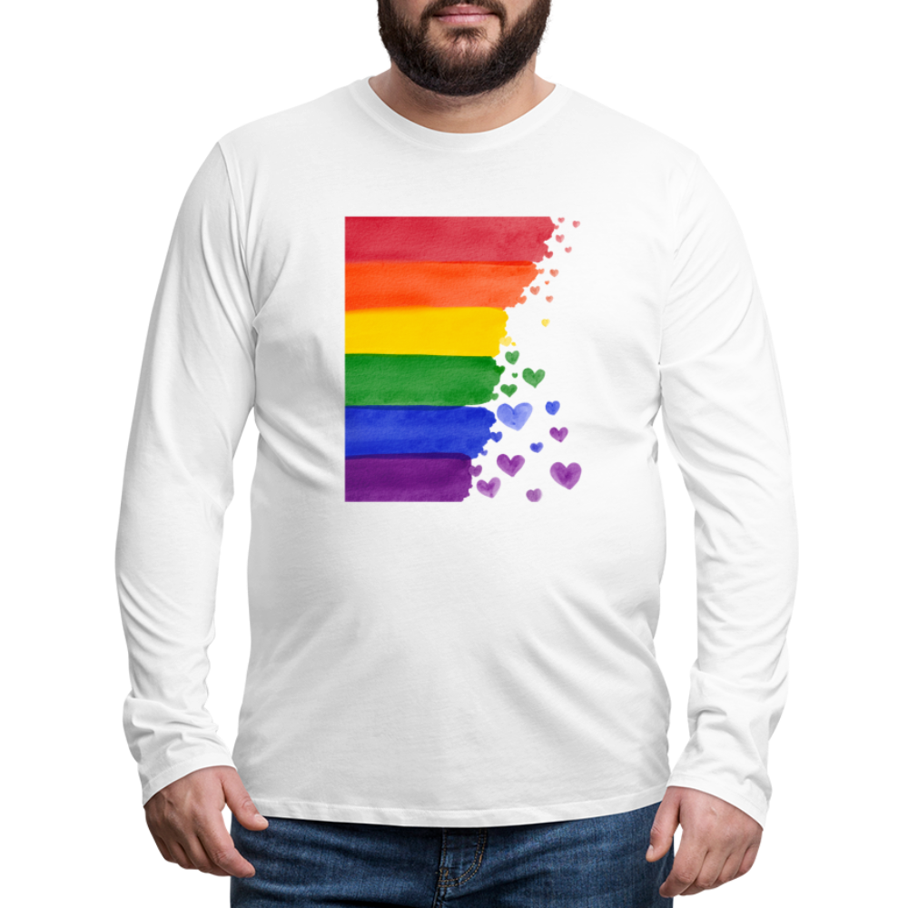 Männer Premium Langarmshirt - LGBT Streifen - weiß