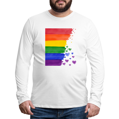 Männer Premium Langarmshirt - LGBT Streifen - weiß