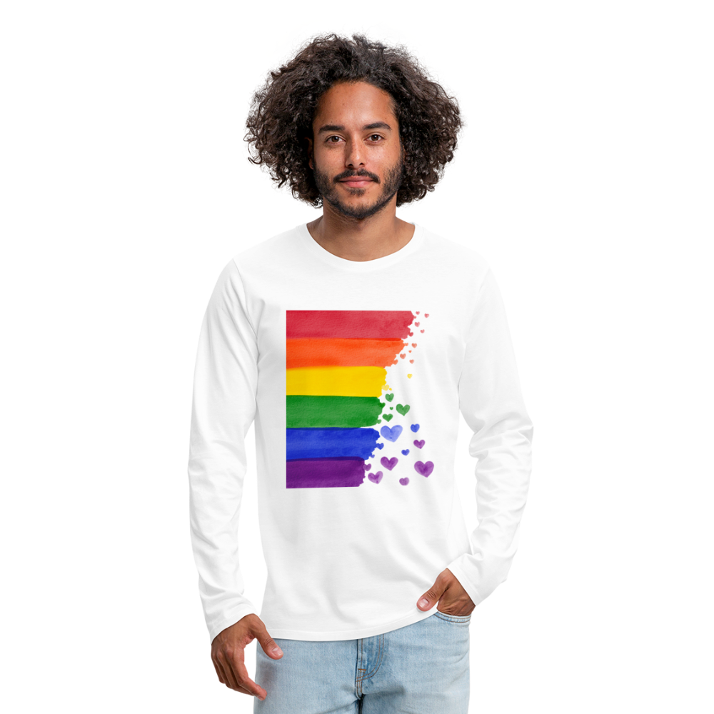 Männer Premium Langarmshirt - LGBT Streifen - weiß