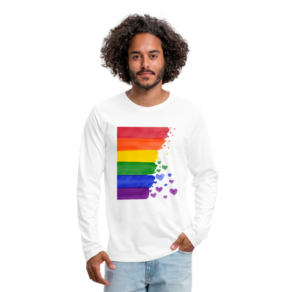 Männer Premium Langarmshirt - LGBT Streifen - weiß