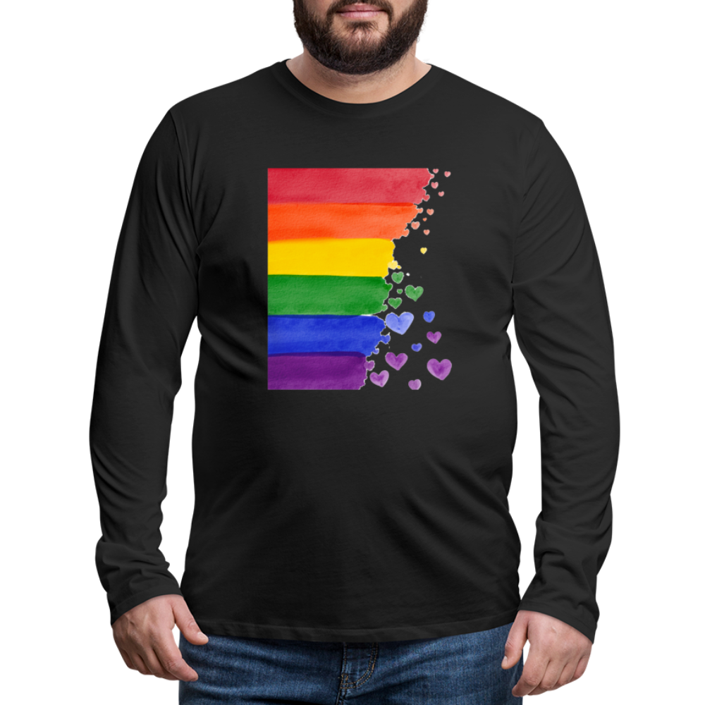 Männer Premium Langarmshirt - LGBT Streifen - Schwarz