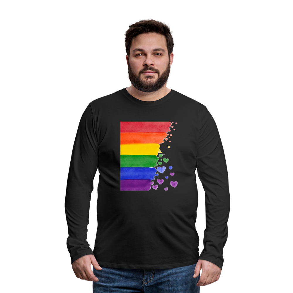 Männer Premium Langarmshirt - LGBT Streifen - Schwarz