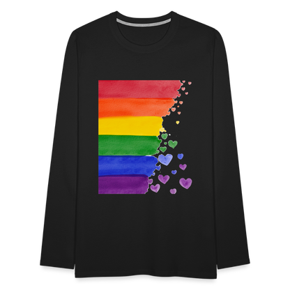 Männer Premium Langarmshirt - LGBT Streifen - Schwarz