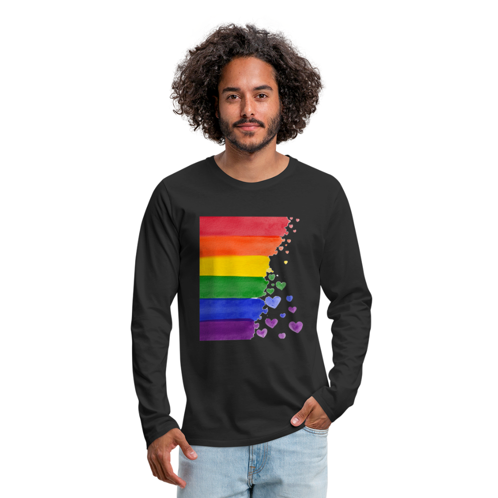 Männer Premium Langarmshirt - LGBT Streifen - Schwarz