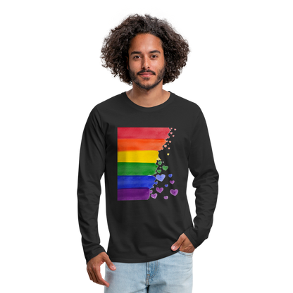 Männer Premium Langarmshirt - LGBT Streifen - Schwarz