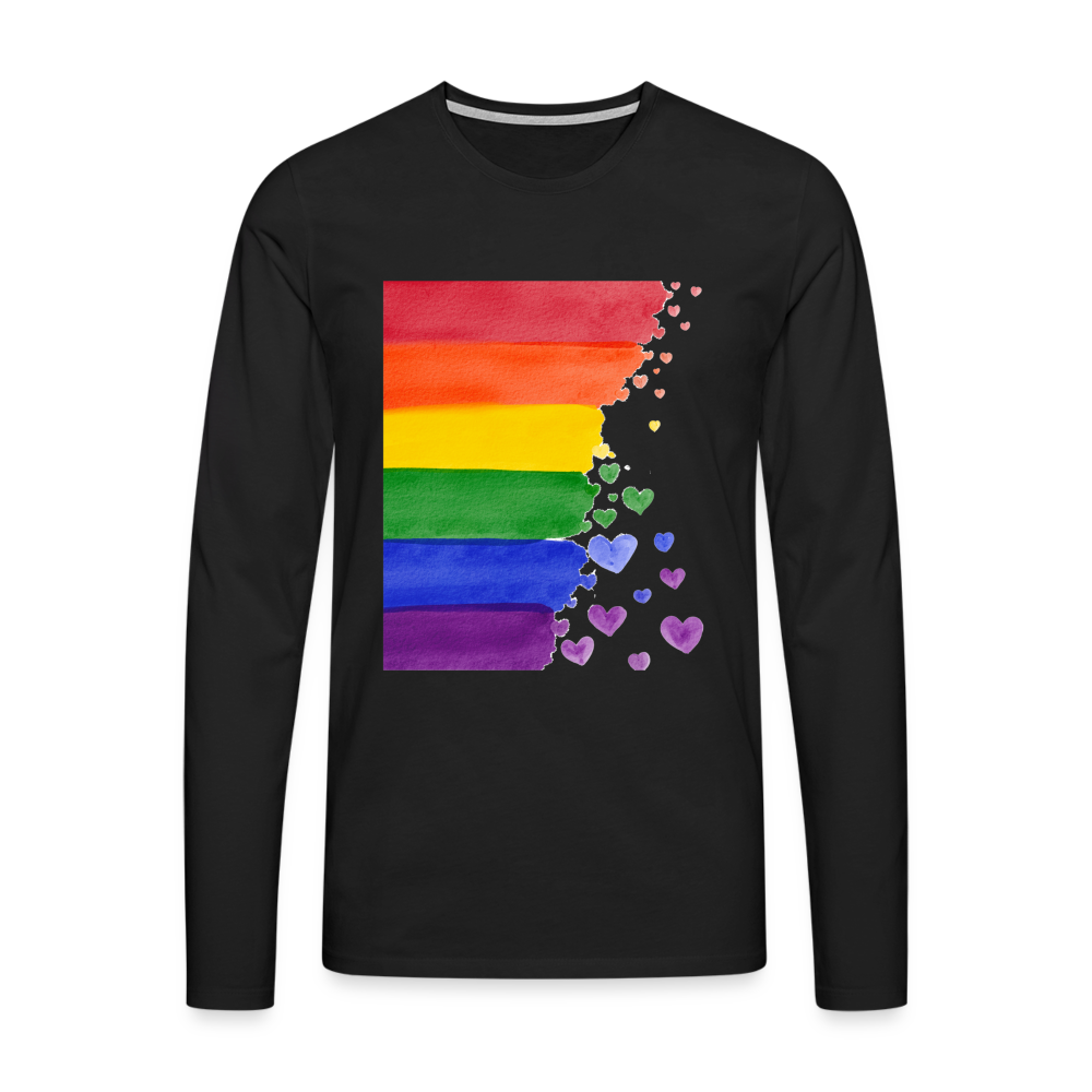 Männer Premium Langarmshirt - LGBT Streifen - Schwarz