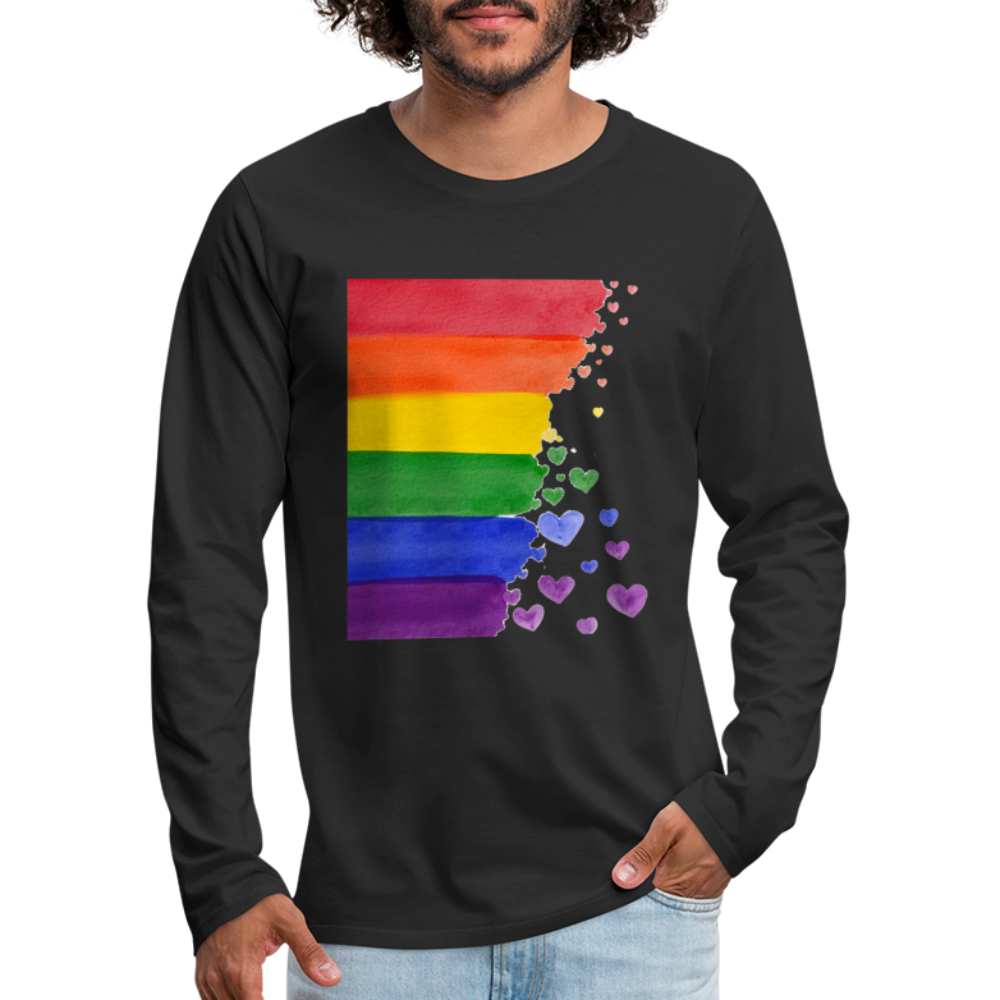 Männer Premium Langarmshirt - LGBT Streifen - Schwarz