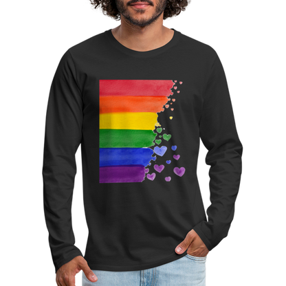 Männer Premium Langarmshirt - LGBT Streifen - Schwarz