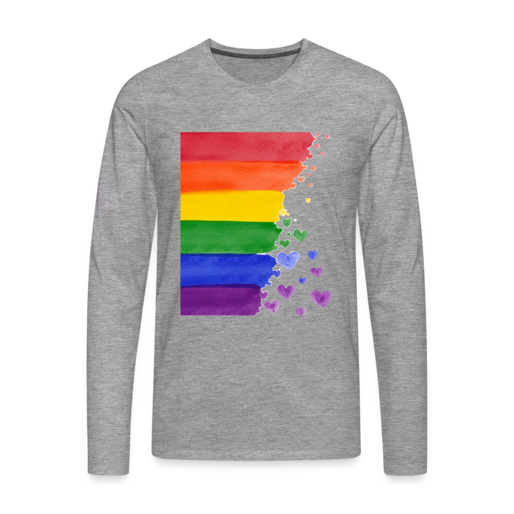 Männer Premium Langarmshirt - LGBT Streifen - Grau meliert