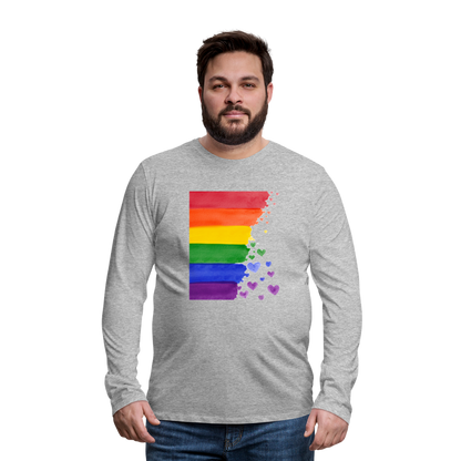 Männer Premium Langarmshirt - LGBT Streifen - Grau meliert