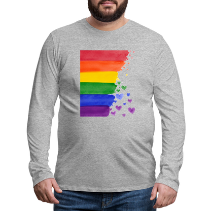 Männer Premium Langarmshirt - LGBT Streifen - Grau meliert