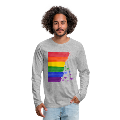 Männer Premium Langarmshirt - LGBT Streifen - Grau meliert