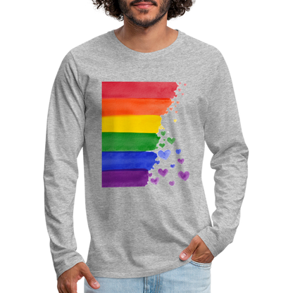 Männer Premium Langarmshirt - LGBT Streifen - Grau meliert