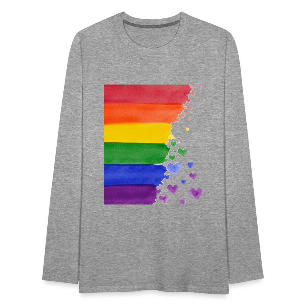 Männer Premium Langarmshirt - LGBT Streifen - Grau meliert