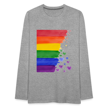 Männer Premium Langarmshirt - LGBT Streifen - Grau meliert