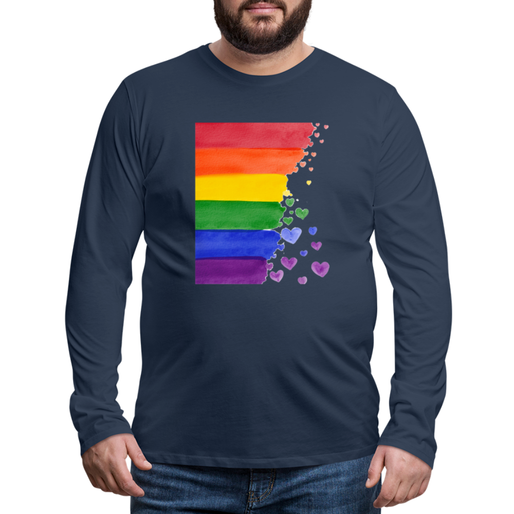 Männer Premium Langarmshirt - LGBT Streifen - Navy