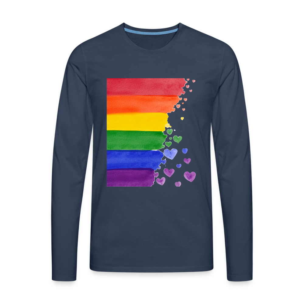 Männer Premium Langarmshirt - LGBT Streifen - Navy