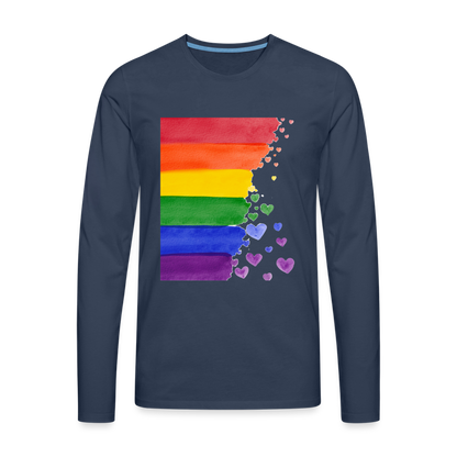 Männer Premium Langarmshirt - LGBT Streifen - Navy