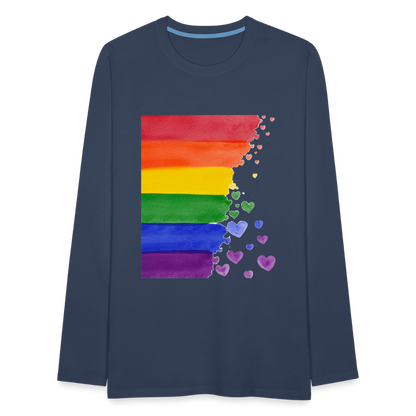 Männer Premium Langarmshirt - LGBT Streifen - Navy