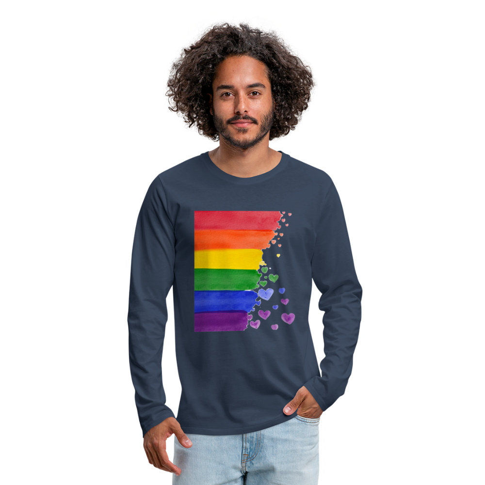 Männer Premium Langarmshirt - LGBT Streifen - Navy