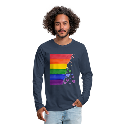 Männer Premium Langarmshirt - LGBT Streifen - Navy