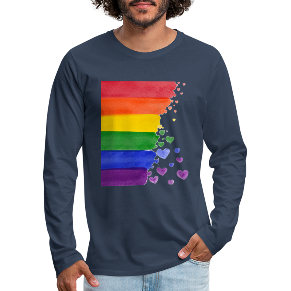 Männer Premium Langarmshirt - LGBT Streifen - Navy