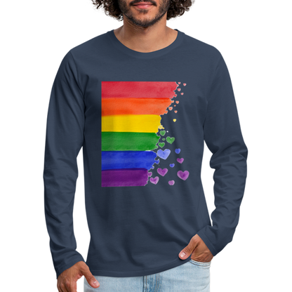 Männer Premium Langarmshirt - LGBT Streifen - Navy