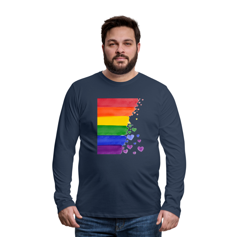 Männer Premium Langarmshirt - LGBT Streifen - Navy