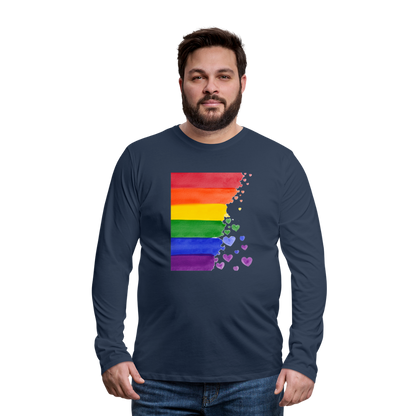 Männer Premium Langarmshirt - LGBT Streifen - Navy