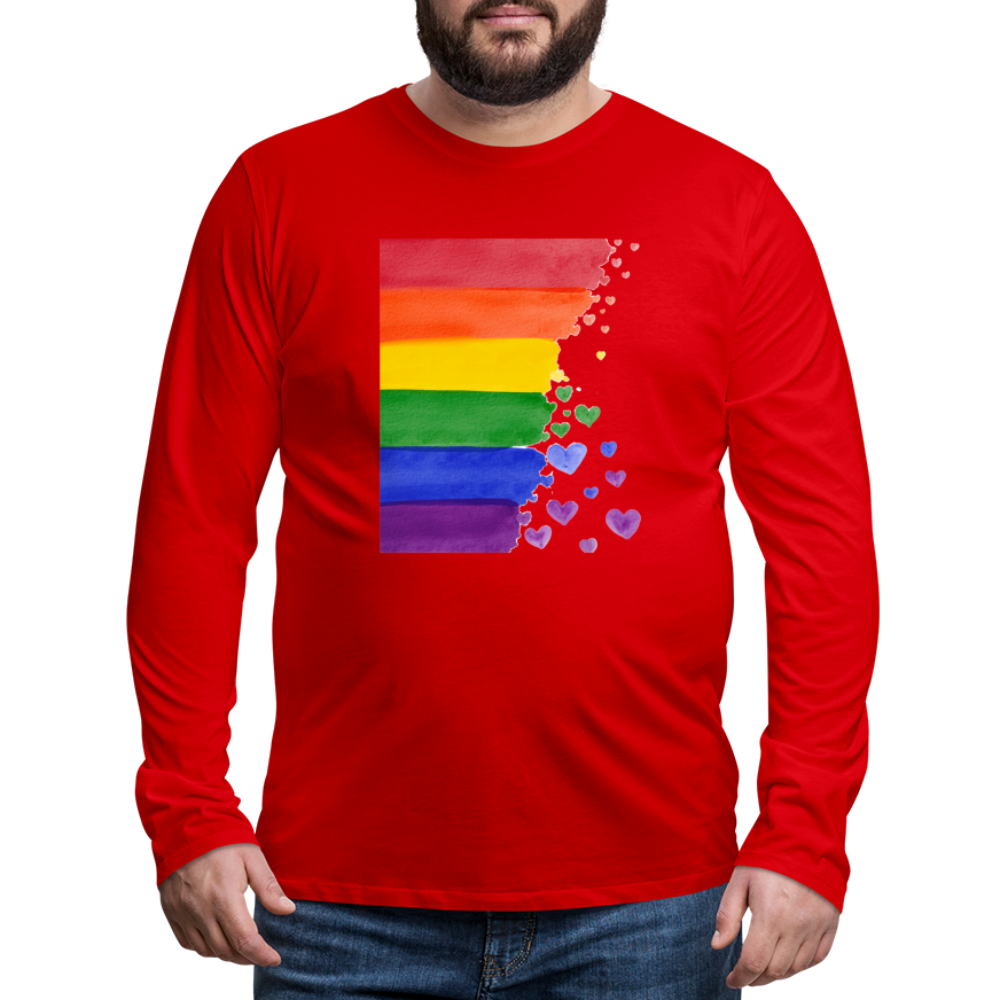 Männer Premium Langarmshirt - LGBT Streifen - Rot