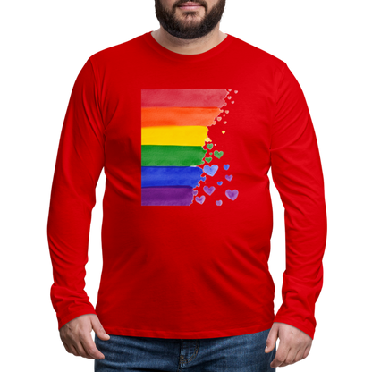 Männer Premium Langarmshirt - LGBT Streifen - Rot