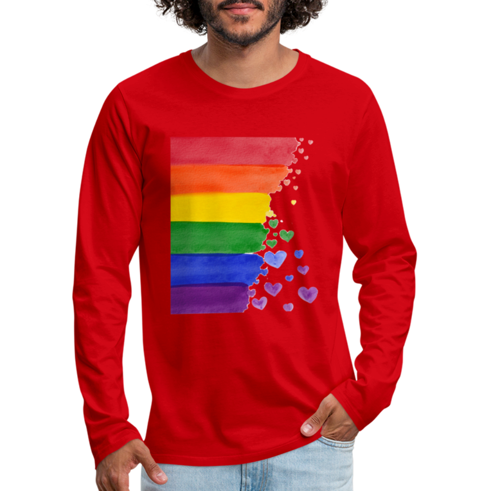 Männer Premium Langarmshirt - LGBT Streifen - Rot