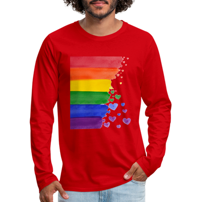 Männer Premium Langarmshirt - LGBT Streifen - Rot