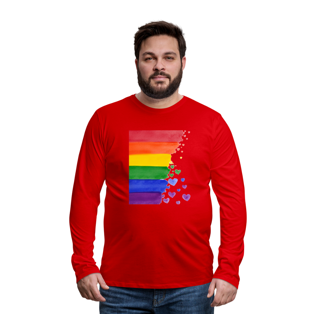 Männer Premium Langarmshirt - LGBT Streifen - Rot