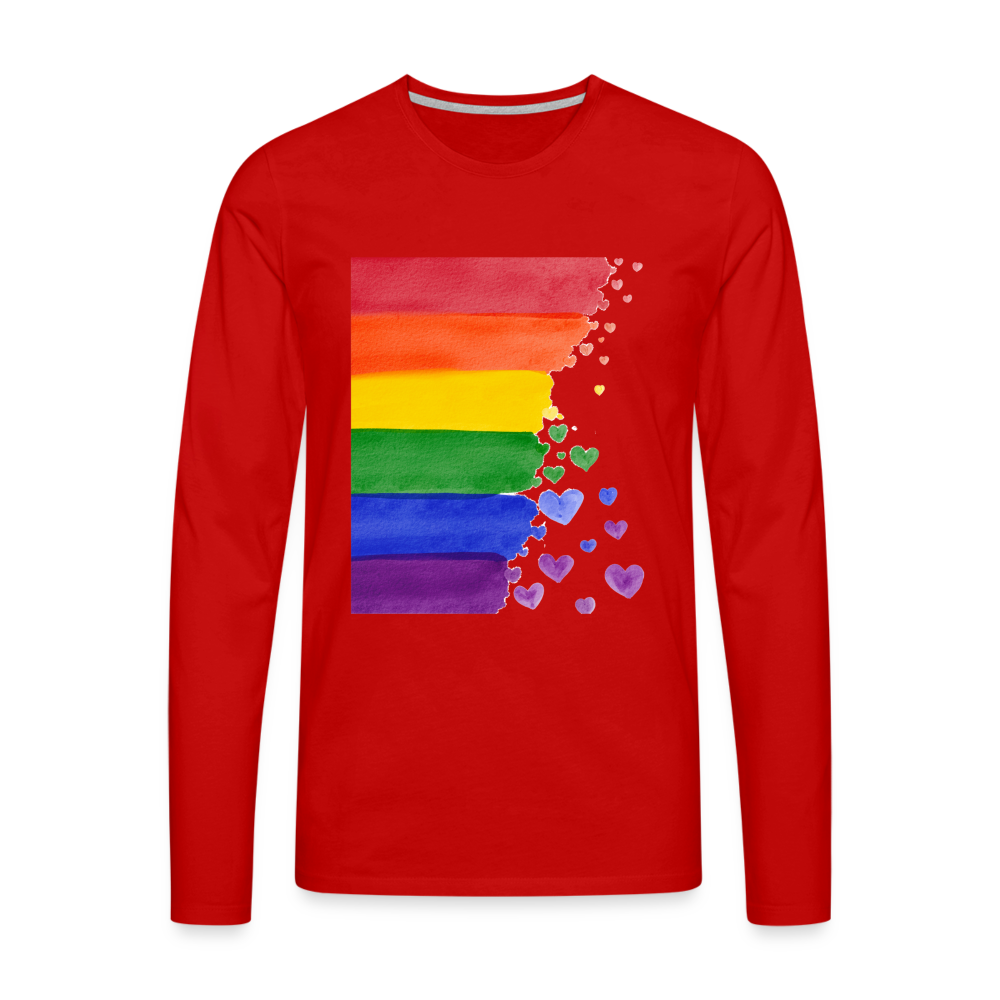 Männer Premium Langarmshirt - LGBT Streifen - Rot